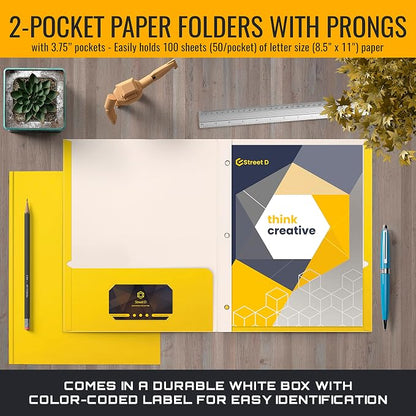 Better Office Products Yellow Paper 2 Pocket Folders - Image 2