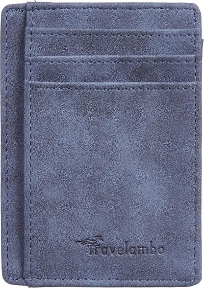 Travelambo Slim Wallet Front Pocket Minimalist Leather RFID Blocking Medium Size - Image 4